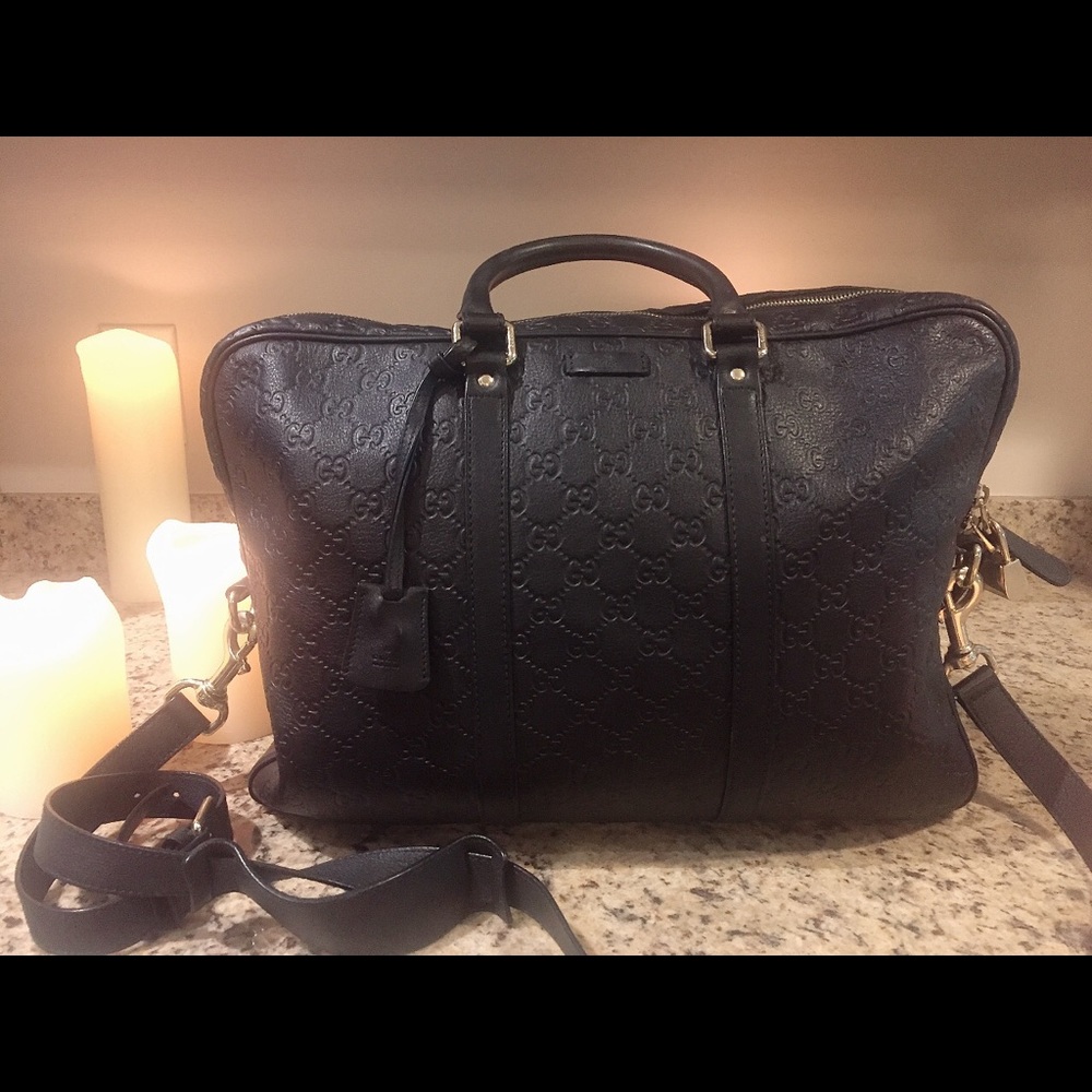 Gucci Monogram Leather Briefcase/Computer Bag